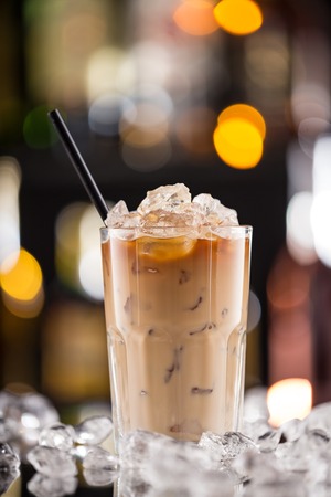 Ice coffee on bar desk.の写真素材