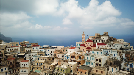 Panoramic view of Olympos in Karpathos island, Dodecanese Greeceの写真素材