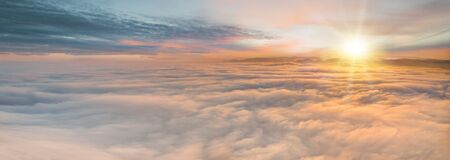 Sunset sky from the airplane windowの写真素材