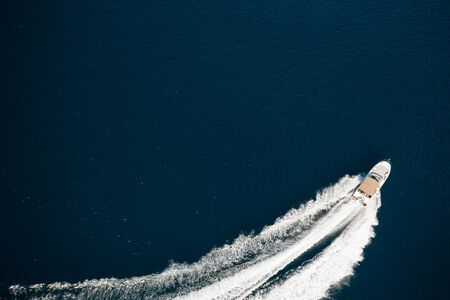 Speed boat in mediterranean seaの写真素材