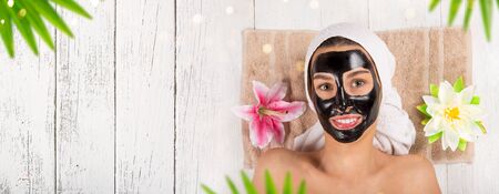 Young healthy woman with face mask.の写真素材