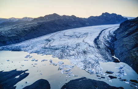 Beautiful aerial view of glacier river system in Iceland.