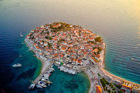 Aerial view of old Primosten town, Croatiaの写真素材