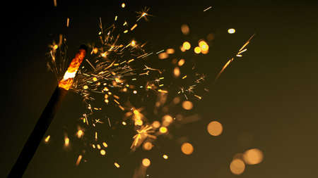 burning sparkler macro photo