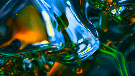 Abstract colorful irrisdescent macro background of oil drops.の写真素材