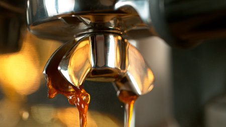 coffee machine preparing fresh coffeeの写真素材