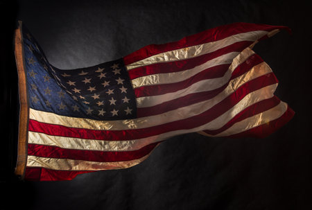 American flag boldly flying in the wind