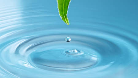 Blue water dropの写真素材