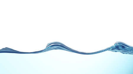 Waves of blue water on white backgroundの写真素材