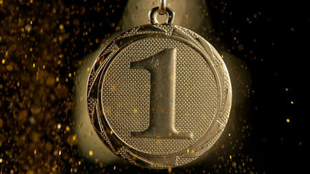 Winners Champion concept with gold medal.