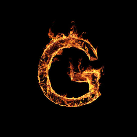 Single Letter of Fire Flames Alphabetの写真素材