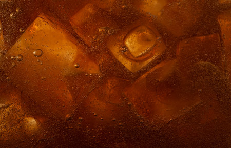 Ice Cubes with Cola, Macro Shot.