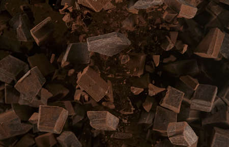 Freeze Motion Shot of Exploding Chocolate Chunks
