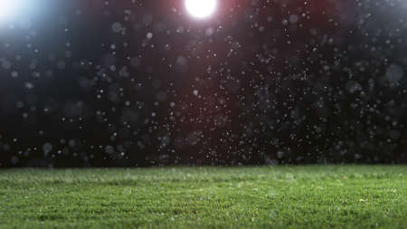 Close-up of Football Filed with Artificial Lighting
