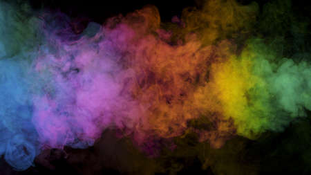 Abstract Atmospheric Colored Smoke, Close-up. Isolated on Black Background.