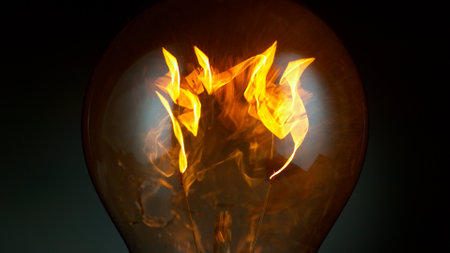 Freeze motion of light bulb exploding, dark backgroundの写真素材