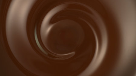 Close-up of Whirling Melted Dark Chocolateの写真素材