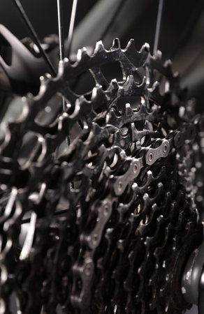 Macro shot of mountain bike chainの写真素材