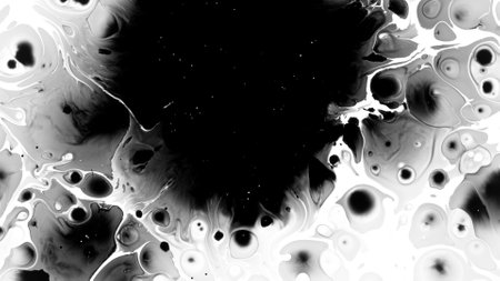 Macro Shot of Black Ink Drops Isolated on White Backgroundの写真素材