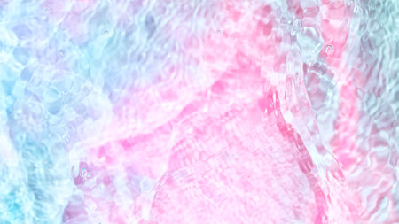 Freeze motion of splashing neon water surfaceの写真素材