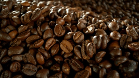 Freeze Motion of Whole Roasted Coffee Beans in Roastery Mill
