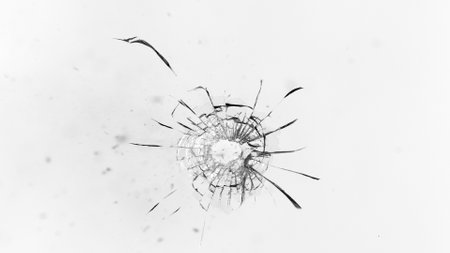 Close-up of shattering glass on white background , freeze motion