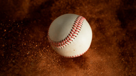 Freeze Motion Detail Shot of Baseball Ball with Explosion