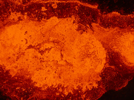 Aerial view of the texture of a solidifying lava fieldの写真素材