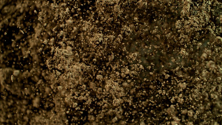 Freeze Motion Shot of Soil Explosion , Top Shot
