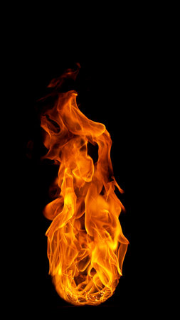 Fire flames isolated on a black background