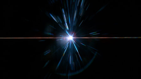 Real Lens Flare Reflections for Overlay or Transition Isolated on Black Backgroundの写真素材