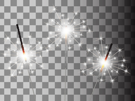 Christmas sparkler set on transparent background.のイラスト素材