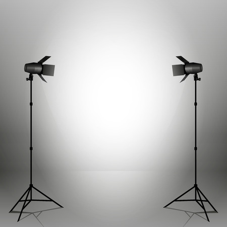 Empty vector sudio with professional equipment on grey backgroundのイラスト素材