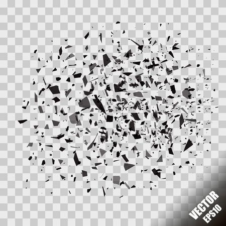 Explosion cloud of black pieces on white background. Vector illustrationのイラスト素材