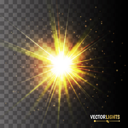Glow light effect. Golden lights on transparent background. のイラスト素材