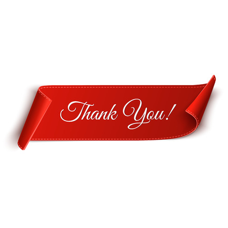 Realistic detailed thank you curved paper banner. Ribbon. Vector illustrationのイラスト素材