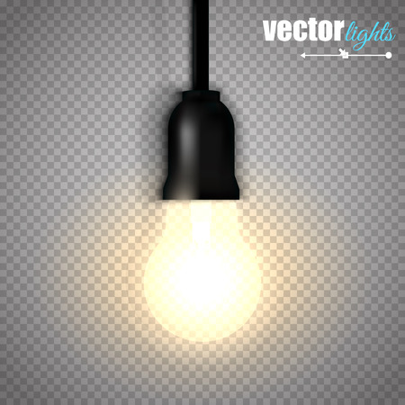 A lit light bulb isolated on transparent background.のイラスト素材