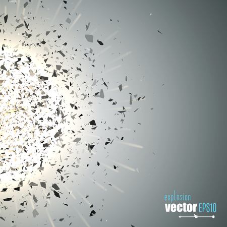 Explosion cloud of black pieces. Vector illustrationのイラスト素材