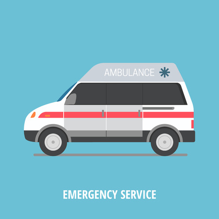 Vector illustration ambulance car. Flat style design. Vector iconのイラスト素材