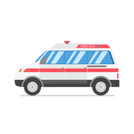 Vector illustration ambulance car. Flat style design. Vector iconのイラスト素材