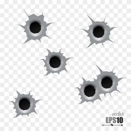 Bullet holes. Vector. Easy to place on different color or background.のイラスト素材