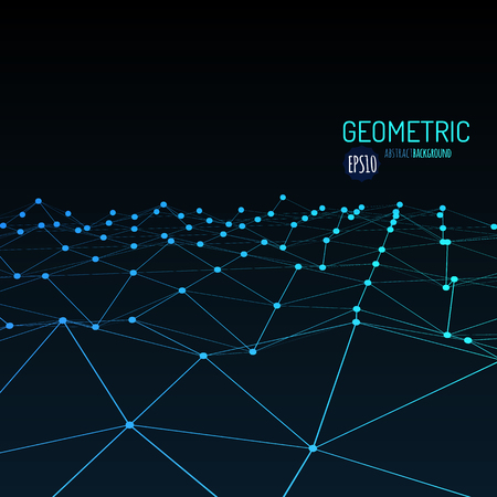 Technology vector background. Wireframe polygonal landscape. Mountains with connected lines and dots. Vector illustration.のイラスト素材