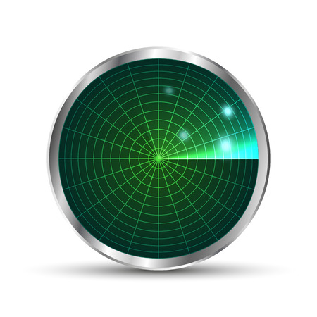 Radar icon. Illustration on white background for design.Vector . Radar monitor with scanning. Vector illustrationのイラスト素材