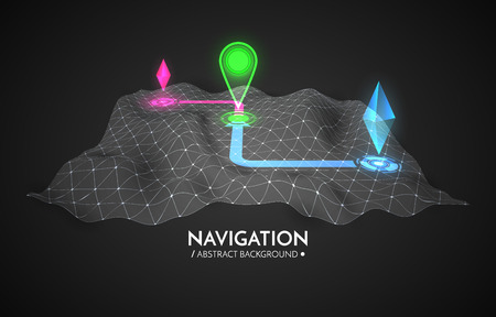 GPS navigator vector background. 3d technology vector map. Vector illustrationのイラスト素材