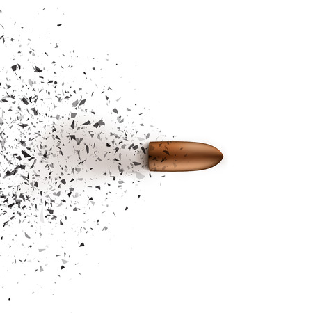 Bullet shot smashed the glass in the splinters. Vector illustrationのイラスト素材