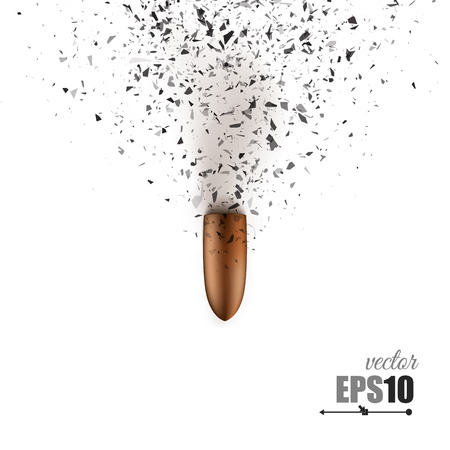 Bullet shot smashed the glass in the splinters. Vector illustrationのイラスト素材