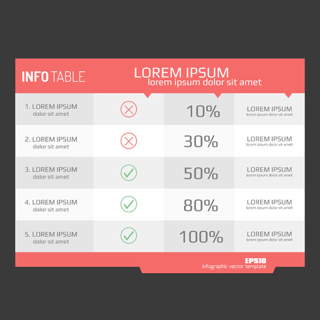 Infographics template, options, column and graph. Infographics table background. Vector illustrationのイラスト素材