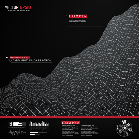 Abstract vector landscape background. Cyberspace grid. 3d technology vector illustration.のイラスト素材