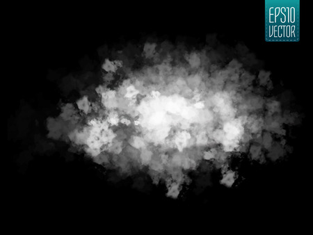 Fog or smoke isolated transparent special effect. White vector cloudiness, mist or smog background. Magic template. Vector illustrationのイラスト素材