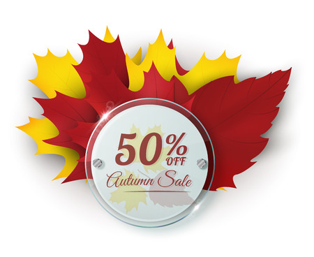 Autumn Sale vector banner with colorful bright leaves. Vector illustrationのイラスト素材
